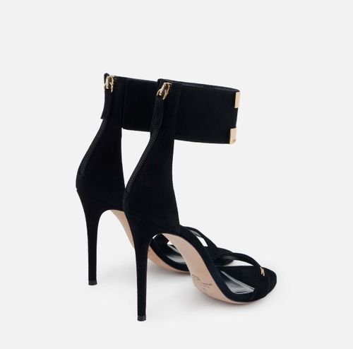 Suede sandals with jewel logo
