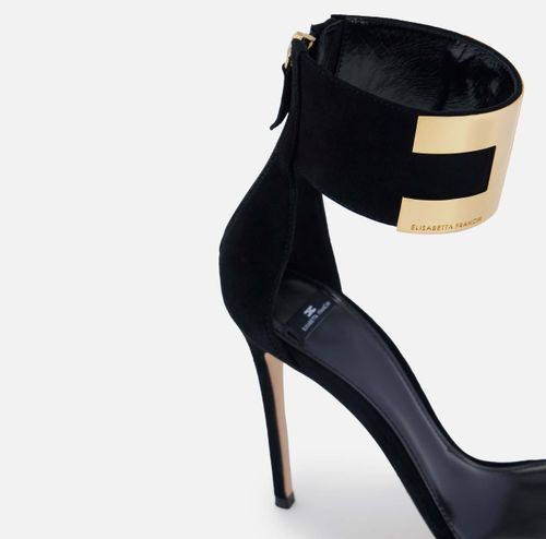 Suede sandals with jewel logo