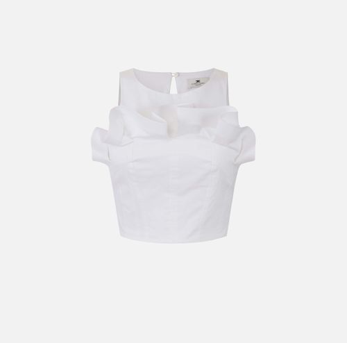 Stretch cotton top with flounce