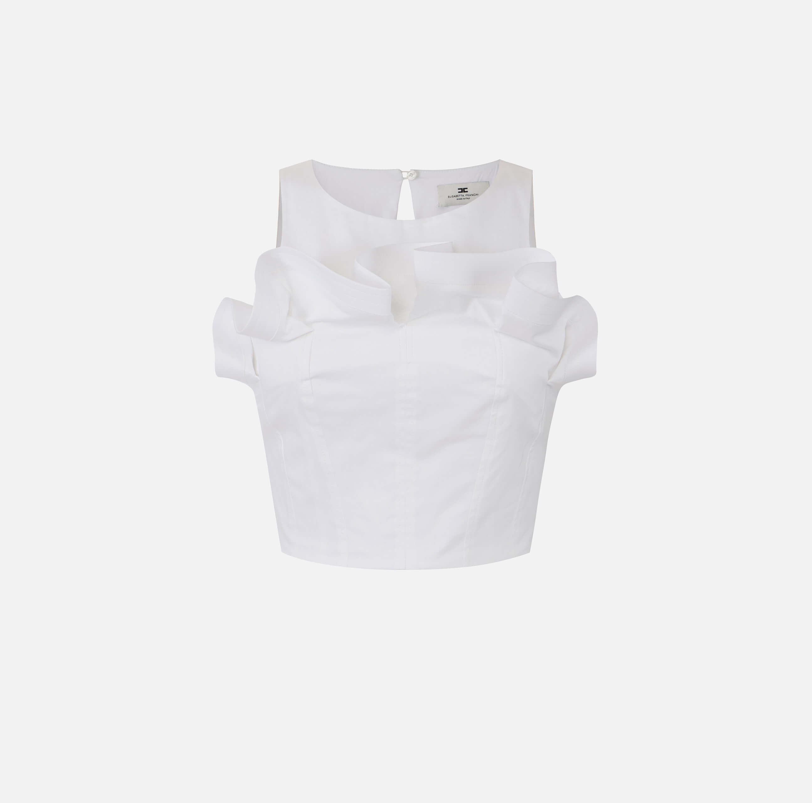 Stretch cotton top with flounce