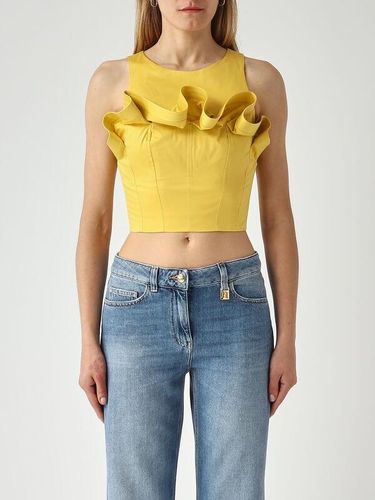 Stretch cotton top with flounce