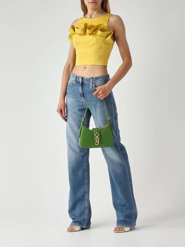 Stretch cotton top with flounce