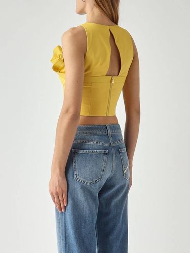 Stretch cotton top with flounce