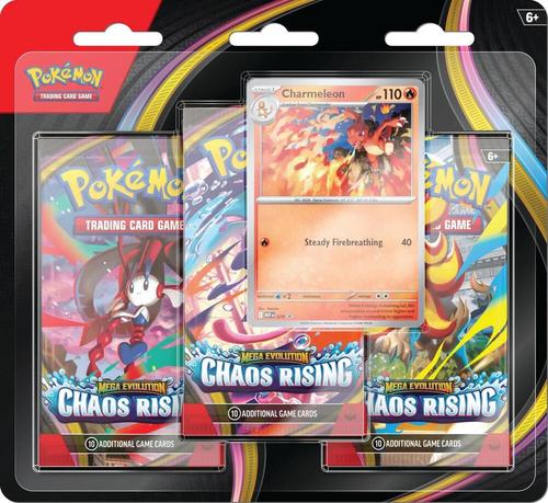 קלפי פוקימון בליסטר שלישיה כאוס רייזינג Chaos Rising 3 Pack Blister [Charmeleon] - ME04: Chaos Rising (CRI)