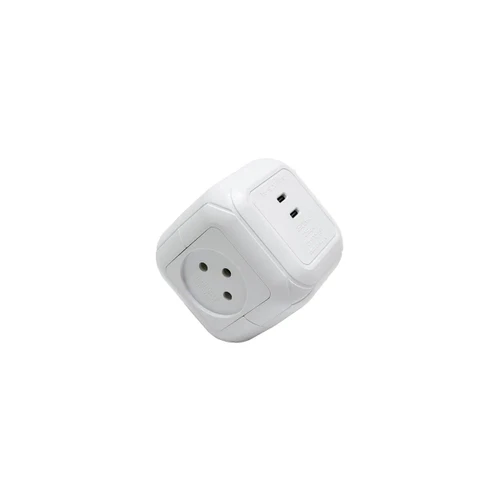 מפצל חשמל 1 ל-4 קוביה עם 2 חיבורים TYPE-C