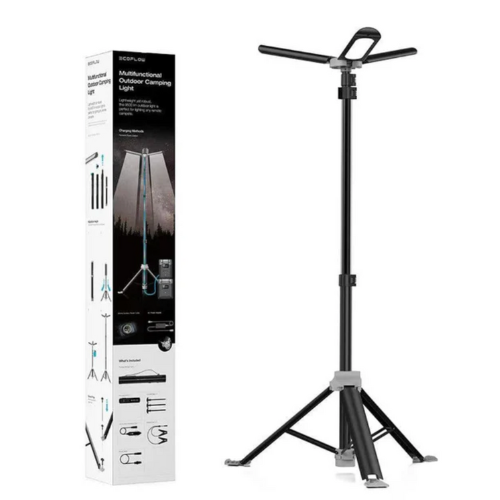 תחנת כח - ECOFLOW RIVER PLUS 3 MAX , קיבולת 858WH + תאורת שטח ניידת טלסקופית + מאוורר חגורה - JISULIFE