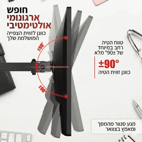 זרוע ארגונומית למסך מחשב בסיבוב 360 מעלות | OmniView