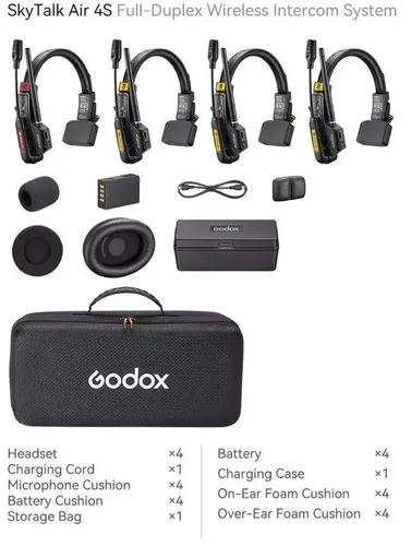 מערכת אינטרקום אלחוטית Godox SkyTalk Air 4S 4-Person Full-Duplex Wireless