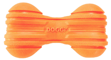 דוגי משחק לכלבים עצם גומי דנטלי צף במים - DOGGI Ribbed Bone Interactive Durable Dog Toy