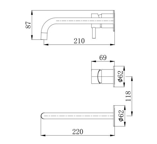 מערכת קיר ידית סטיק שחור מט בשילוב זהב מט 1205BG1 סיוון אופיר