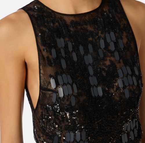 Jumpsuit in crêpe fabric with embroideries