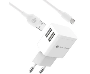 מטען קיר דגם MWC244 הכולל כבל Type-c בצבע לבן מבית MIRACASE