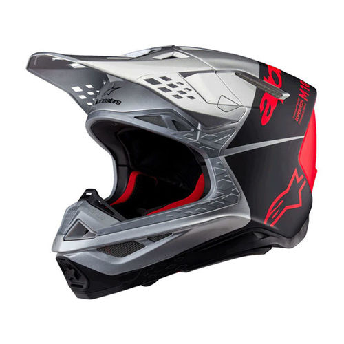קסדת שטח ALPINESTARS SUPERTECH S-M10 FLOOD כסף/שחור/כתום