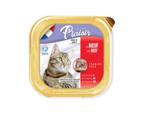 PLAISIR מעדן פלז'יר לחתול בקר 100 גרם
