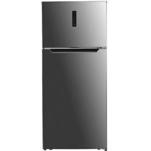 מקרר מקפיא עליון אמקור Amcor דגם HR574SS בגוון דמוי נירוסטה מודרני.
