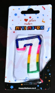 נר מספר צבעוני לבחירה 0-9