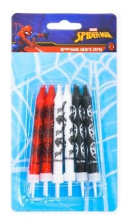 נרות ג'מבו מאויירים ספיידרמן