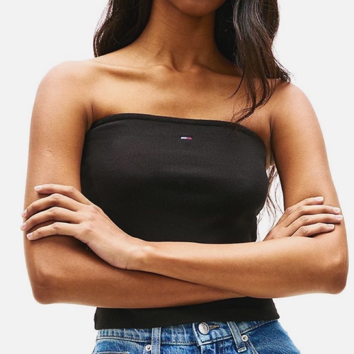 סטרפלס TOMMY JEANS מידות XS-XL לנשים בגוון שחור