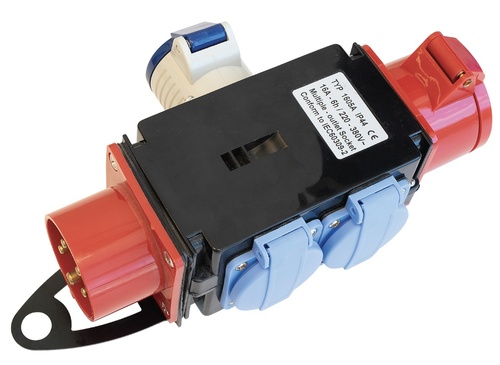 קופסת הסתעפות ניידת CEE 5x16A זכר ל-4 שקעים: CEE 3x16A, CEE 5x16A ועוד 2 שקעים ישראלים