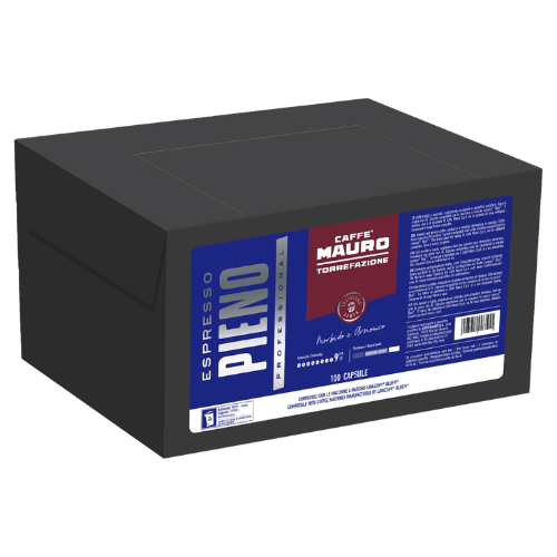 100 קפסולות מאורו ללוואצה בלו אספרסו פיאנו Mauro Blue Espresso Pieno