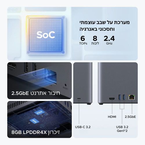 שרת אחסון UGREEN NASync DH4300 Plus
