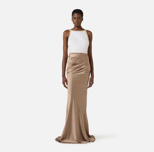 Red Carpet dress in satin and tulle fabrics