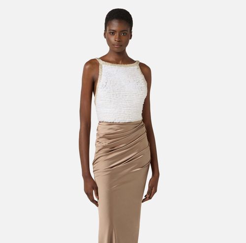 Red Carpet dress in satin and tulle fabrics