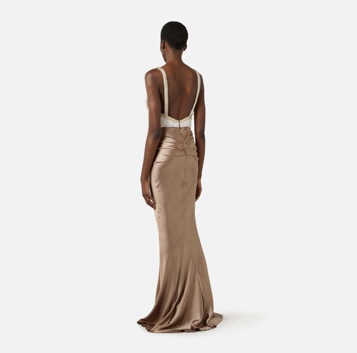 Red Carpet dress in satin and tulle fabrics