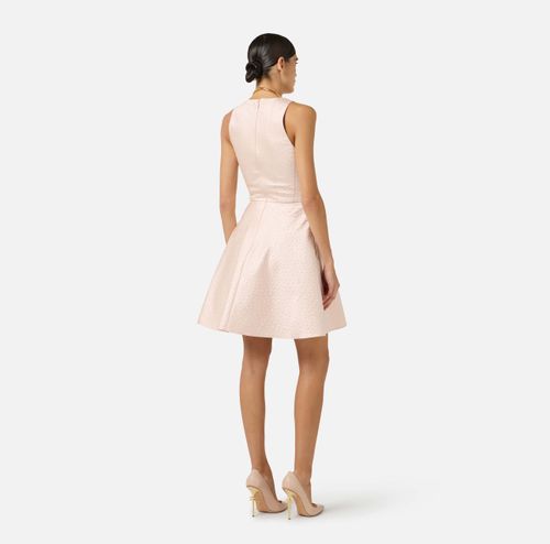 Dress in taffeta fabric with ostrich print