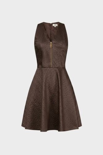 Dress in taffeta fabric with ostrich print