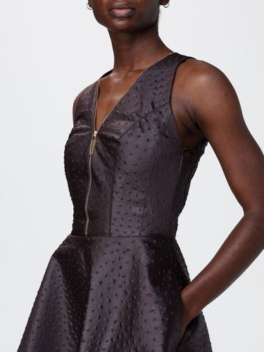 Dress in taffeta fabric with ostrich print