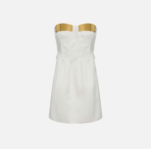Mini dress in duchess satin with jewel cups