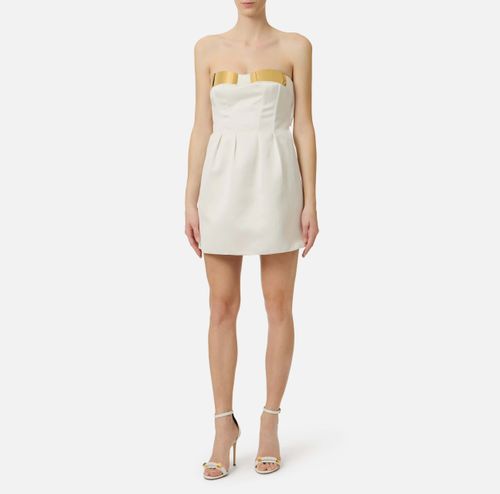 Mini dress in duchess satin with jewel cups