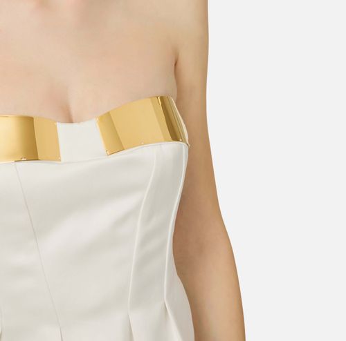 Mini dress in duchess satin with jewel cups