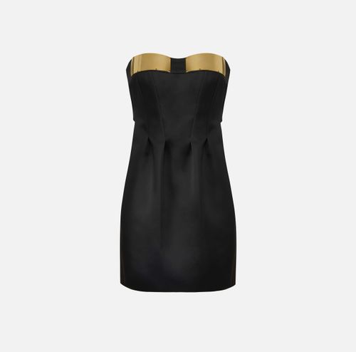 Mini dress in duchess satin with jewel cups