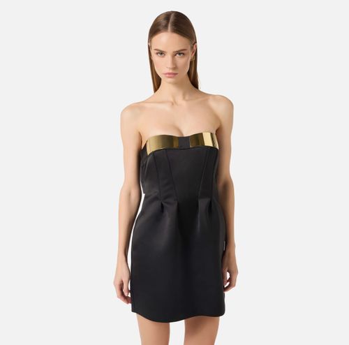 Mini dress in duchess satin with jewel cups