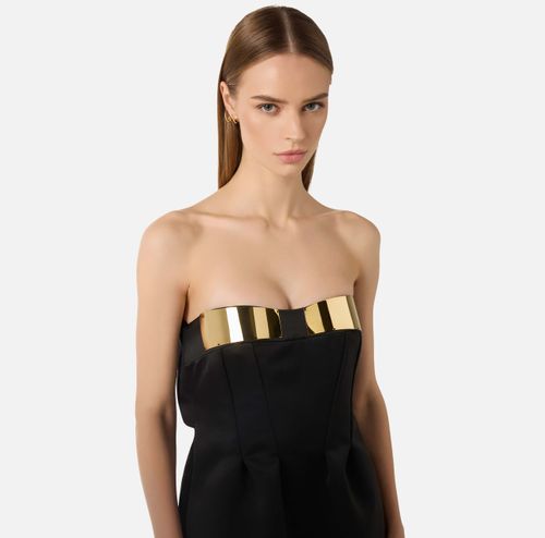 Mini dress in duchess satin with jewel cups