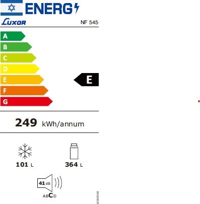 מקרר מקפיא עליון 465 ליטר Luxor לוקסור NF545 שחור