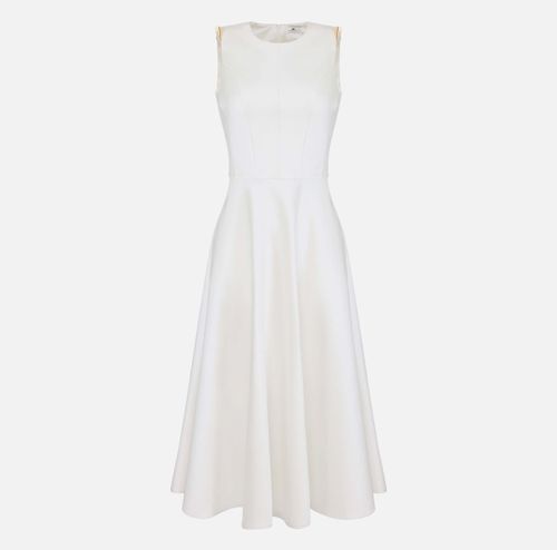 Duchess satin dress with jewel details on the shoulders