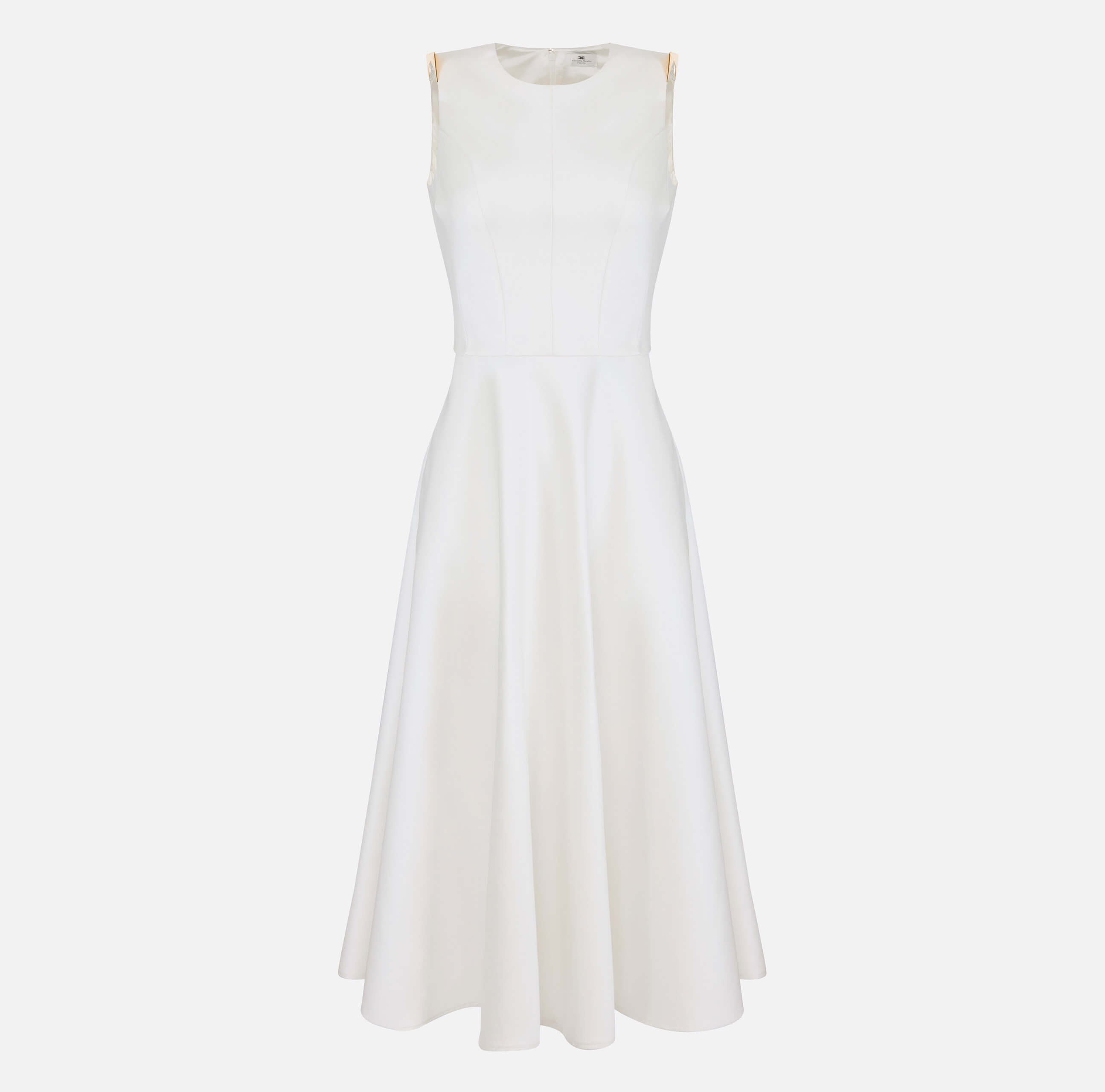 Duchess satin dress with jewel details on the shoulders