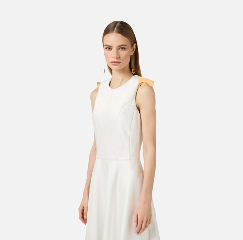 Duchess satin dress with jewel details on the shoulders