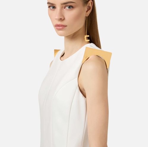 Duchess satin dress with jewel details on the shoulders