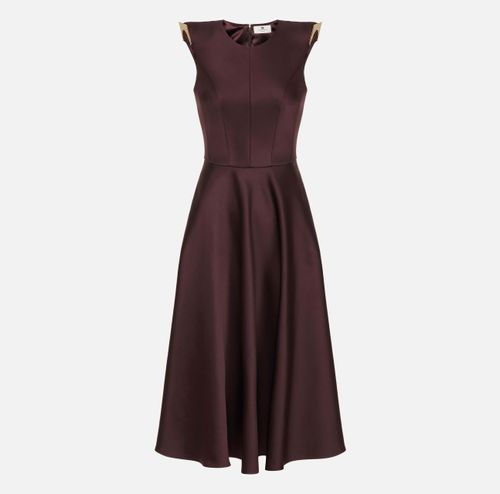 Duchess satin dress with jewel details on the shoulders