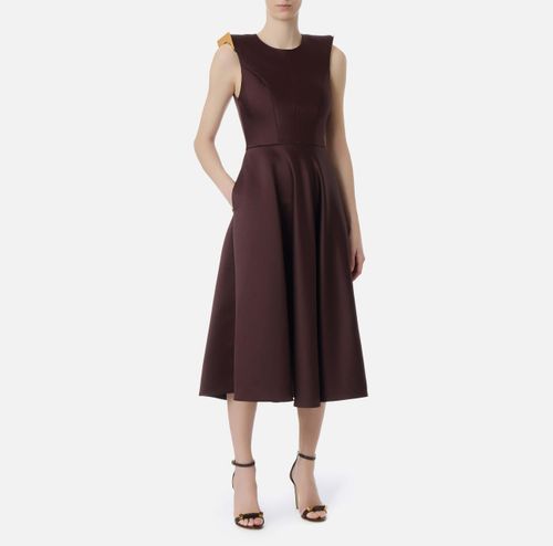 Duchess satin dress with jewel details on the shoulders