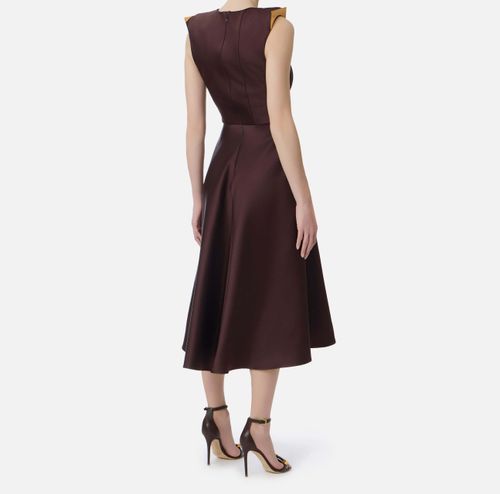 Duchess satin dress with jewel details on the shoulders