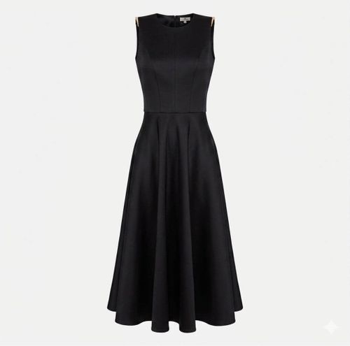 Duchess satin dress with jewel details on the shoulders