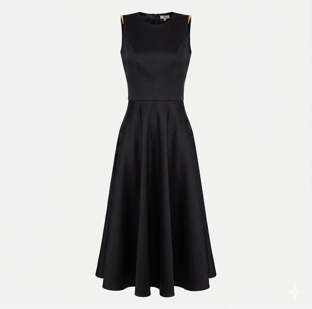 Duchess satin dress with jewel details on the shoulders