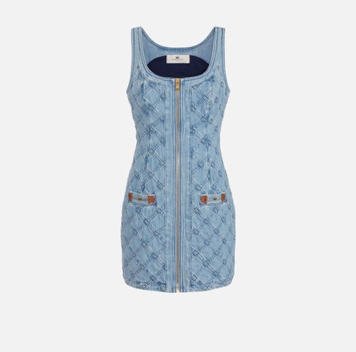 Denim mini dress with diamond design