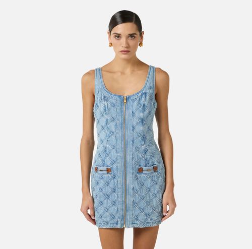 Denim mini dress with diamond design