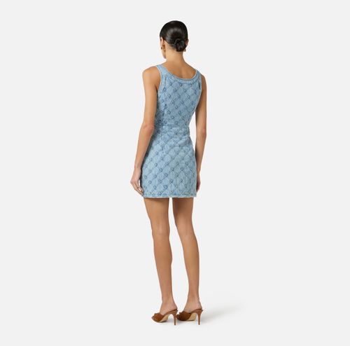 Denim mini dress with diamond design
